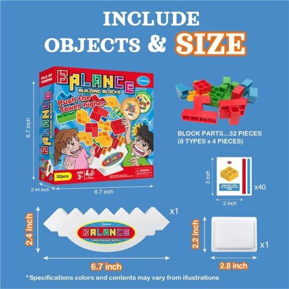 32 Pcs Tetra Balance Tower Stacking Building Blocks Board Game for Kids & Adult - Picture 2 of 5